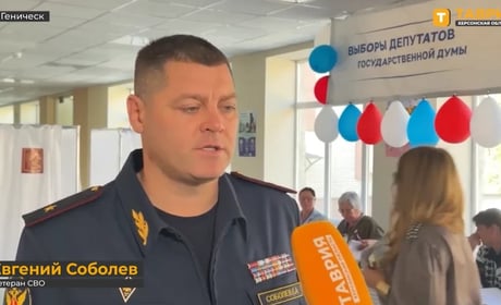 Відомий зрадник з Нової Каховки проголосував на виборах до Держдуми РФ (відео)