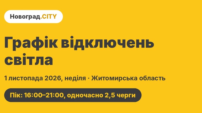 Графік на 1 листопада: пік коротший — 2,5 черги лише з 16:00 до 21:00