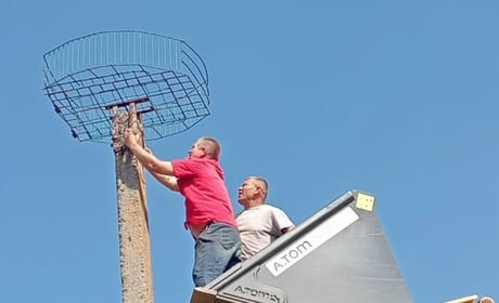"Знаю, як важливо мати дім": переселенець із Покровська облаштував гніздо для лелек у Макарисі
