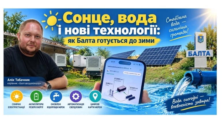Сонце качатиме воду навіть без світла: як Балтаводоканал готується до зими