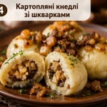 Картопляні кнедлі зі шкварками