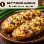 Картопляні човники із салом та сиром