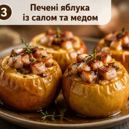 Печені яблука із салом та медом