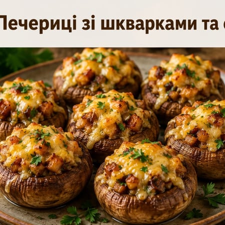 Печериці зі шкварками та сиром