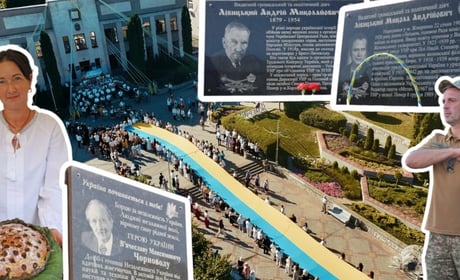 50-метровий синьо-жовтий прапор розгорнули у Жмеринці на День Незалежності України