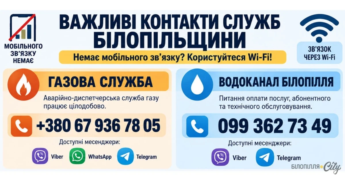 Коли мобільний зв’язок недоступний: важливі контакти служб Білопільщини