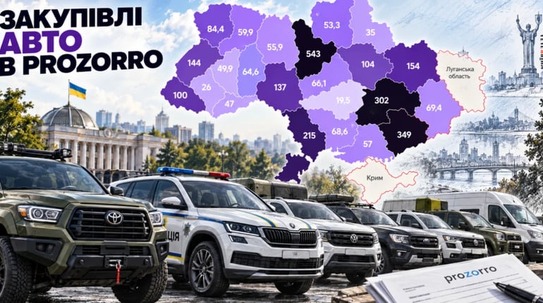 Київщина за останні півтора року через Prozorro закупила авто на 543 мільйонів гривень